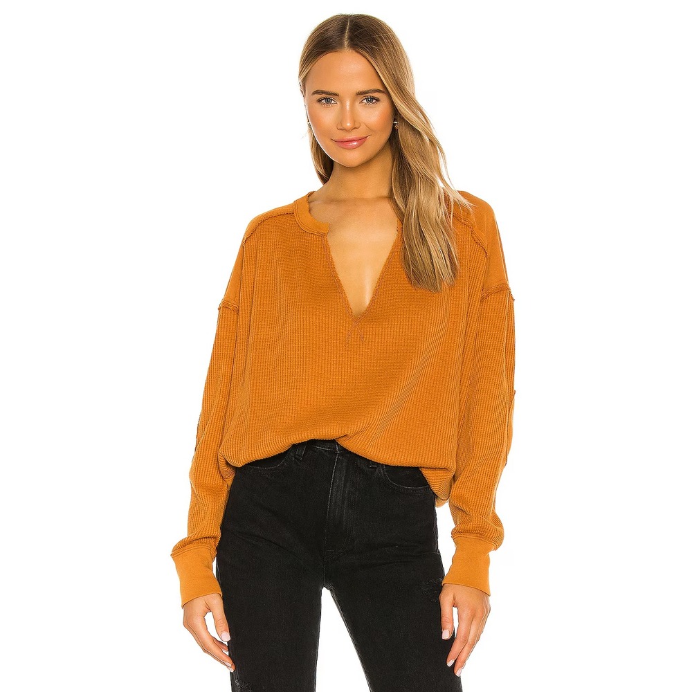 We The Free People Owen Thermal Long Sleeve Top In Autumn Wildflower Size XS